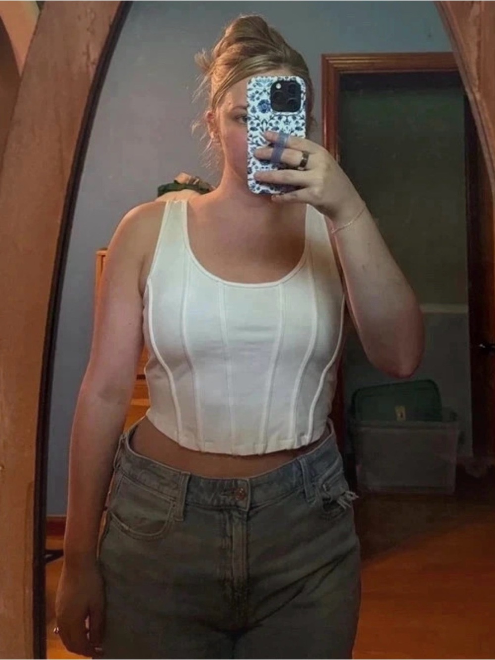 Women’s White Corset-Style Tank Top